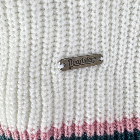 The Roadster Life Co Color Blocked Knit Sweater Green Pink Cream Women's Size L - Picture 5 of 6